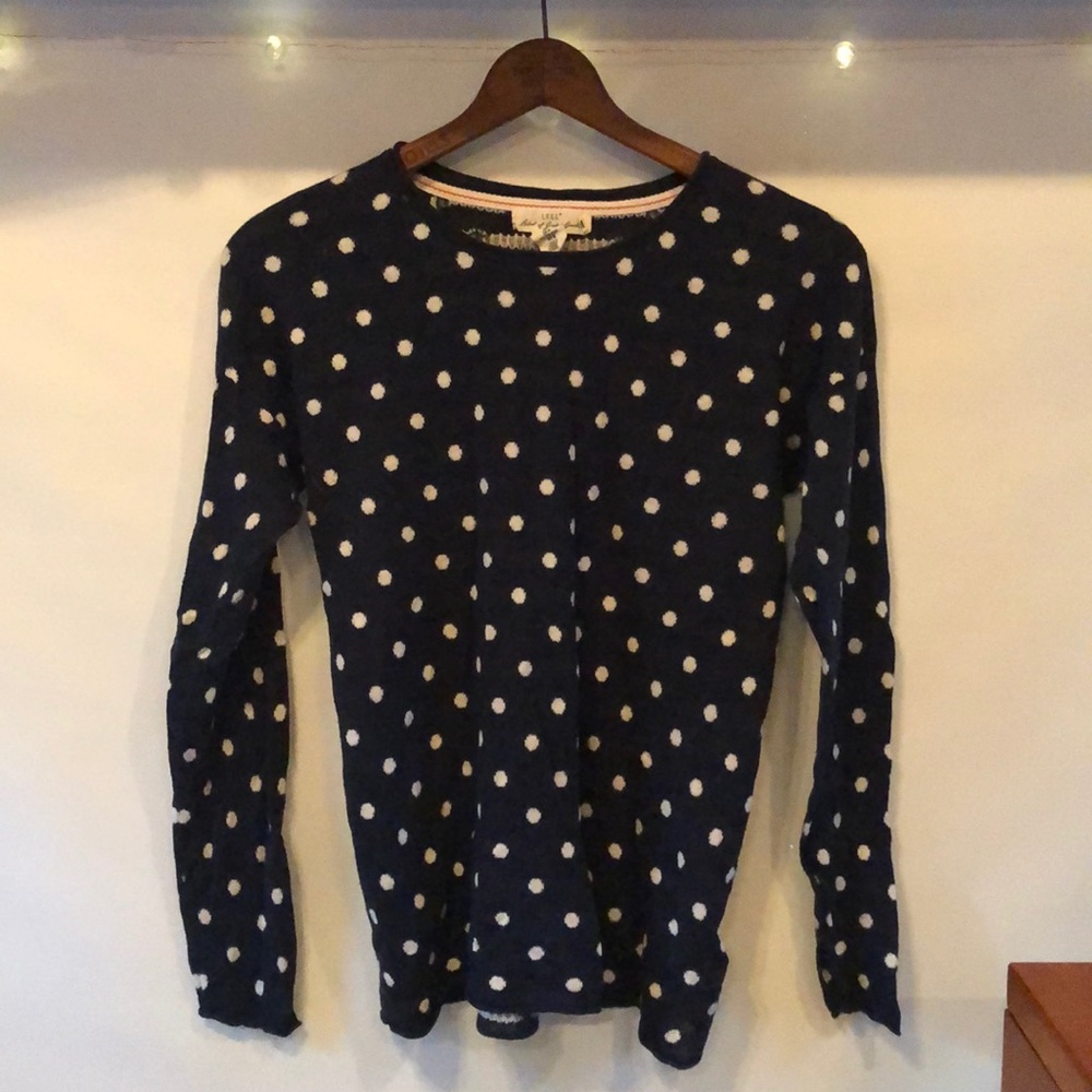 Navy and white polka dot sweater